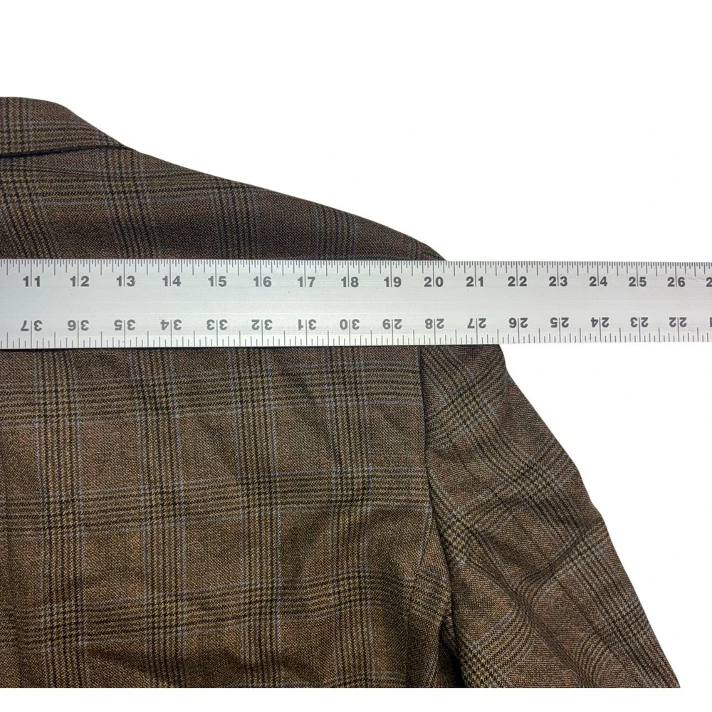 Hart Schaffner Marx 44S Brown Plaid Blazer Jacket Sport Suit Coat Wool USA